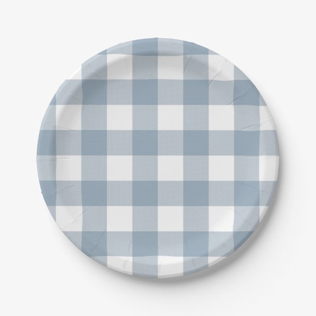 Assiettes En Carton Ferme Rustic Blue Buffalo Plaid Carré (Devant)