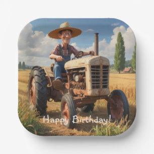 Assiettes En Carton Fermier sur tracteur
