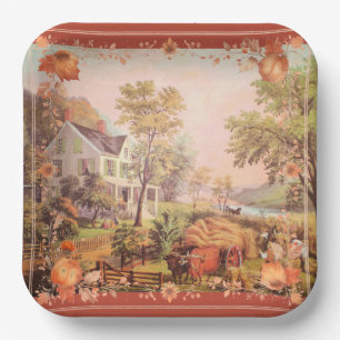 Assiettes En Carton Fermiers de Thanksgiving Récolte à domicile