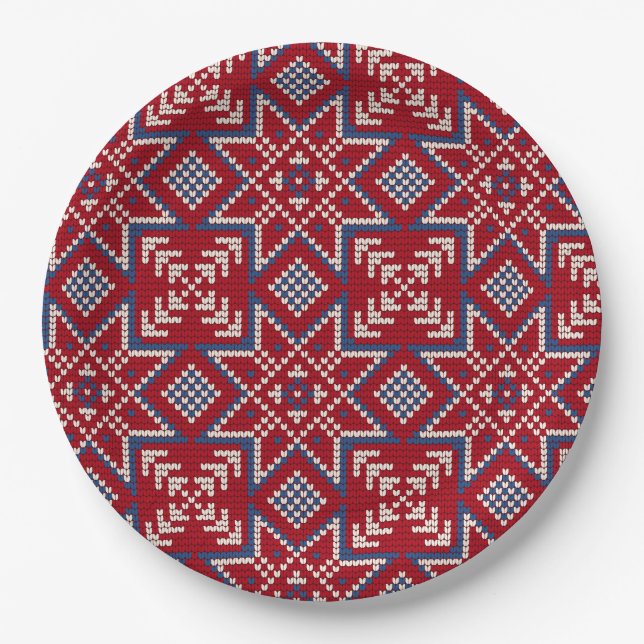 Assiettes En Carton Festif Motif scandinave (Devant)