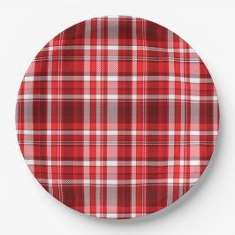 Assiettes En Carton Festif rouge et blanc plaid