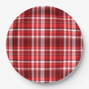 Assiettes En Carton Festif rouge et blanc plaid
