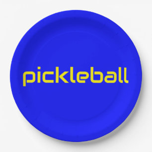 Assiettes En Carton Festin Bleu clair Moderne Jaune PICKLEBALL Texte