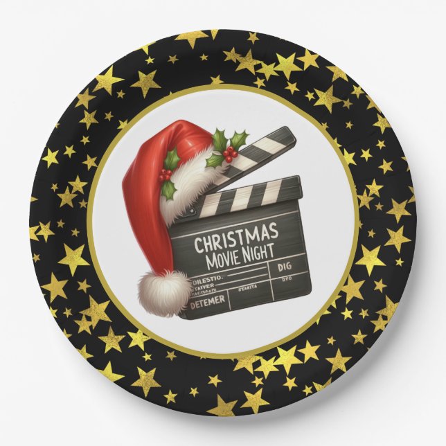 Assiettes En Carton Festive Christmas Movie night party (Devant)