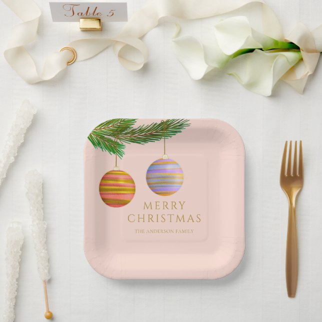 Assiettes En Carton Festive Christmas Ornaments Personalized  (Mariage)