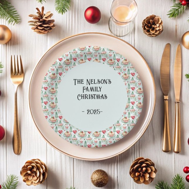 Assiettes En Carton Festive Christmas Sweets Plaques en papier (Christmas Cakes Paper Plates)