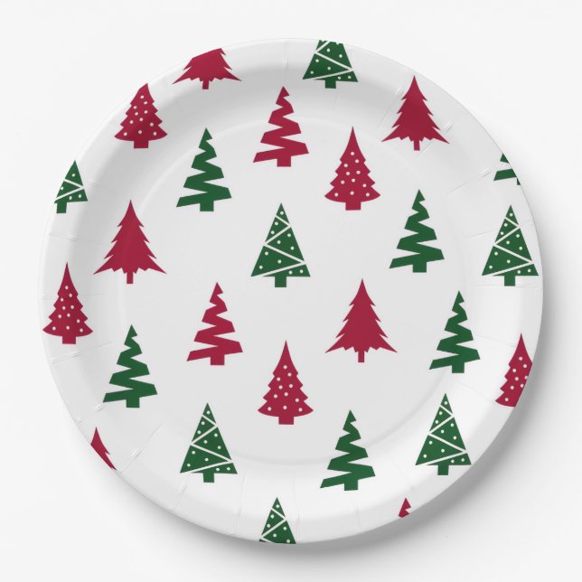 Assiettes En Carton Festive Christmas Tree Paper Plates (Devant)