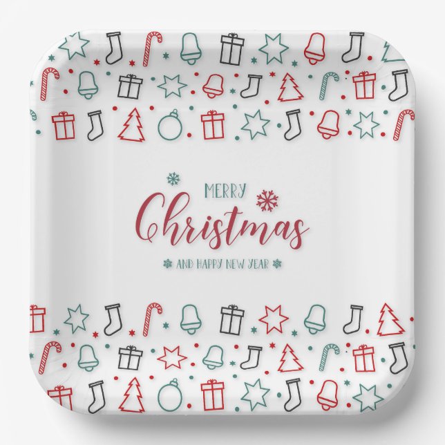 Assiettes En Carton Festive Elegance Christmas Paper Plates (Recto)