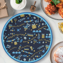 Assiettes En Carton Festive Hanoukka Party Personnaliser Menorah Dreid