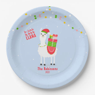 Assiettes En Carton Festive Llama Christmas