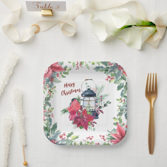 Assiettes En Carton Festive Modern Christmas Party (Mariage)