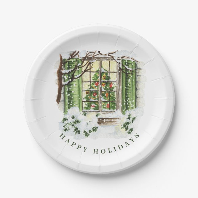 Assiettes En Carton Festive Pays Maison de Noël Fête (Devant)
