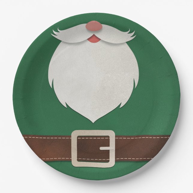 Assiettes En Carton Festive Santa Beard & Belt Holiday Paper Plates (Devant)