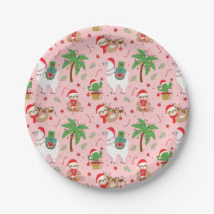 Assiettes En Carton Festive Sloths and Llamas Motif de vacances