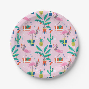 Assiettes En Carton Festive Tropical Noël Motif
