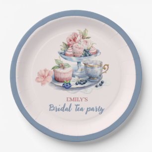 Assiettes En Carton Fête à thé vintage rose vif à fleurs Douche nuptia