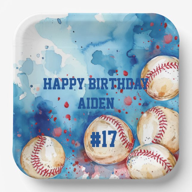Assiettes En Carton Fête à thème de baseball personnalisée (Recto)