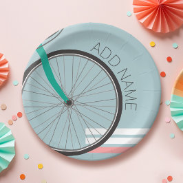 Assiettes En Carton Fête à thème de vélo avec texte personnalisé