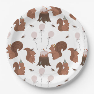Assiettes En Carton Fête Animaux Écureuil fête d'anniversaire
