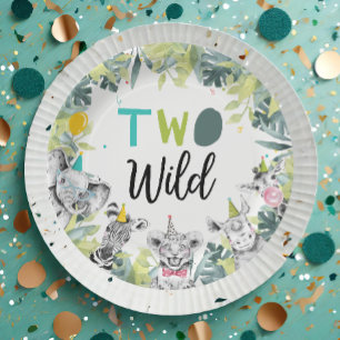 Assiettes En Carton Fête Animaux Safari Deux garçons sauvages Annivers