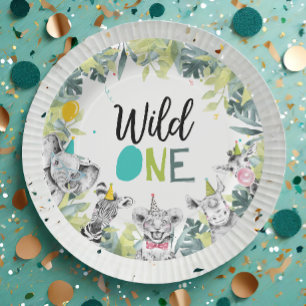 Assiettes En Carton Fête Animaux Safari Wild Un garçon Fête d'annivers