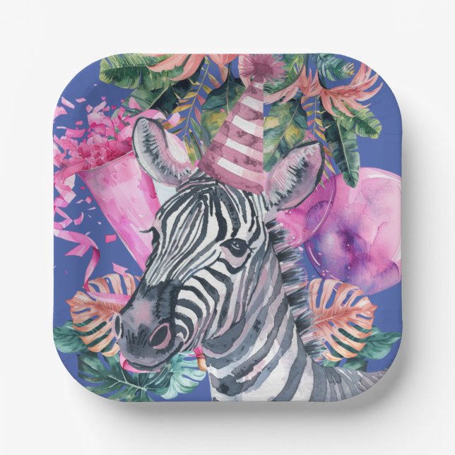 Assiettes En Carton Fête Animaux Safari Wild Un garçon Fête d'annivers (Recto)