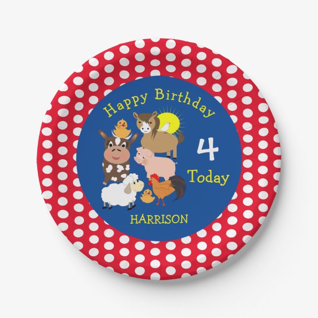 Assiettes En Carton Fête Anniversaire de enfant à thème pour animaux d (Devant)
