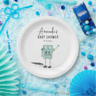 Assiettes En Carton Fête bébé Robot garçon