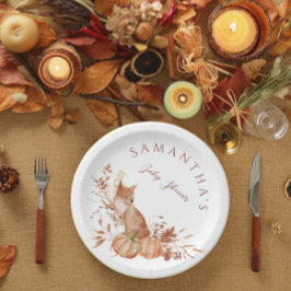 Assiettes En Carton Fête Citrouille Rustique Beige Woodland Fox