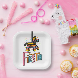 Assiettes En Carton Fête colorée de Fiesta Piñata