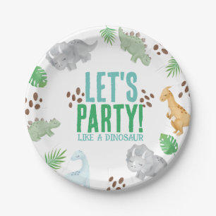 Assiettes En Carton Fête comme dinosaure, dinosaure anniversaire Plaqu