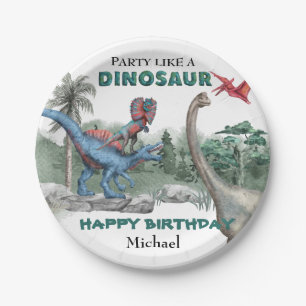 Assiettes En Carton Fête comme un Dinosaure Anniversaire
