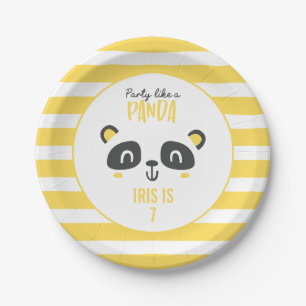 Assiettes En Carton Fête comme un panda coloré anniversaire lumineux