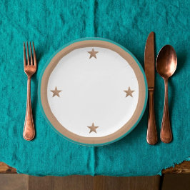 Assiettes En Carton Fête cuivre et turquoise