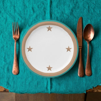 Assiettes En Carton Fête cuivre et turquoise