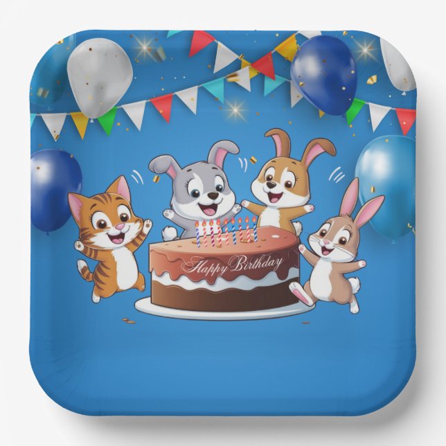 Assiettes En Carton Fête d'anniversaire (Recto)