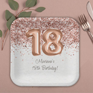 Assiettes En Carton Fête d'anniversaire 18 ans Rose Gold