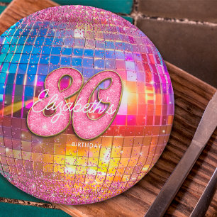 Assiettes En Carton Fête d'anniversaire 80 ans Boule disco Paillettes