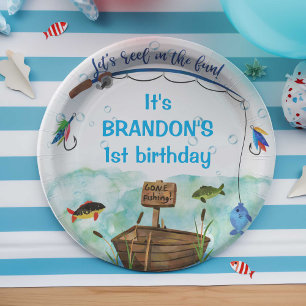 Assiettes En Carton Fête d'anniversaire à thème de la pêche aux po