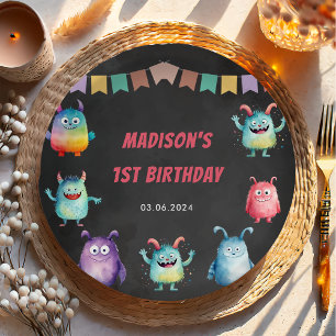 Assiettes En Carton Fête d'anniversaire à thème de Little Monster