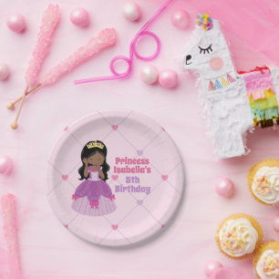 Assiettes En Carton Fête d'anniversaire afro-américaine de princesse r