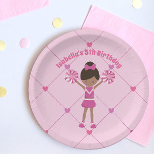 Assiettes En Carton Fête d'anniversaire afro-américaine Pom-pom girl r