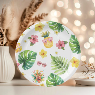 Assiettes En Carton Fête d'anniversaire Aloha Luau Tropical