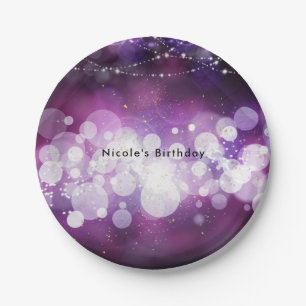 Assiettes En Carton Fête d'anniversaire avec éclat violet