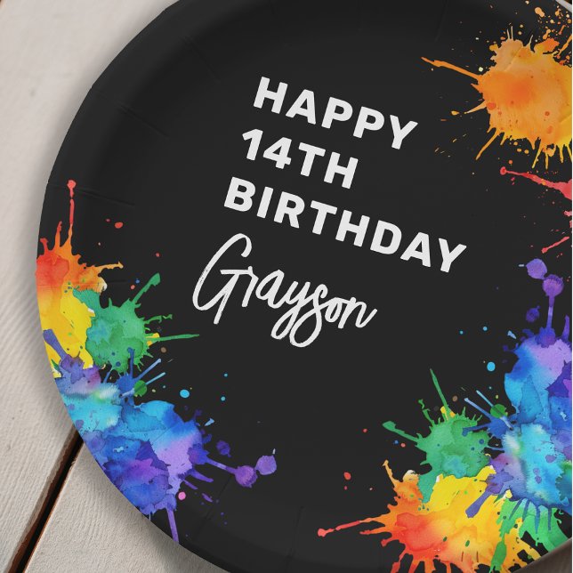 Assiettes En Carton Fête d'anniversaire avec photo de paintball (Créateur téléchargé)