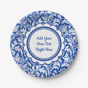 Assiettes En Carton Fête d'anniversaire blanche bleue faite sur