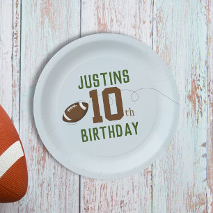 Assiettes En Carton Fête d'anniversaire bleu Football personnalisé