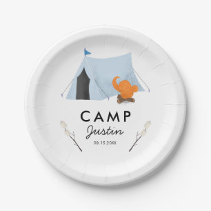 Assiettes En Carton Fête d'anniversaire bleue de camping de tente