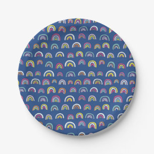 Assiettes En Carton Fête d'anniversaire Blue Rainbow