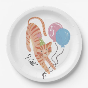 Assiettes En Carton Fête d'Anniversaire Cat-Tastic Personnalisée